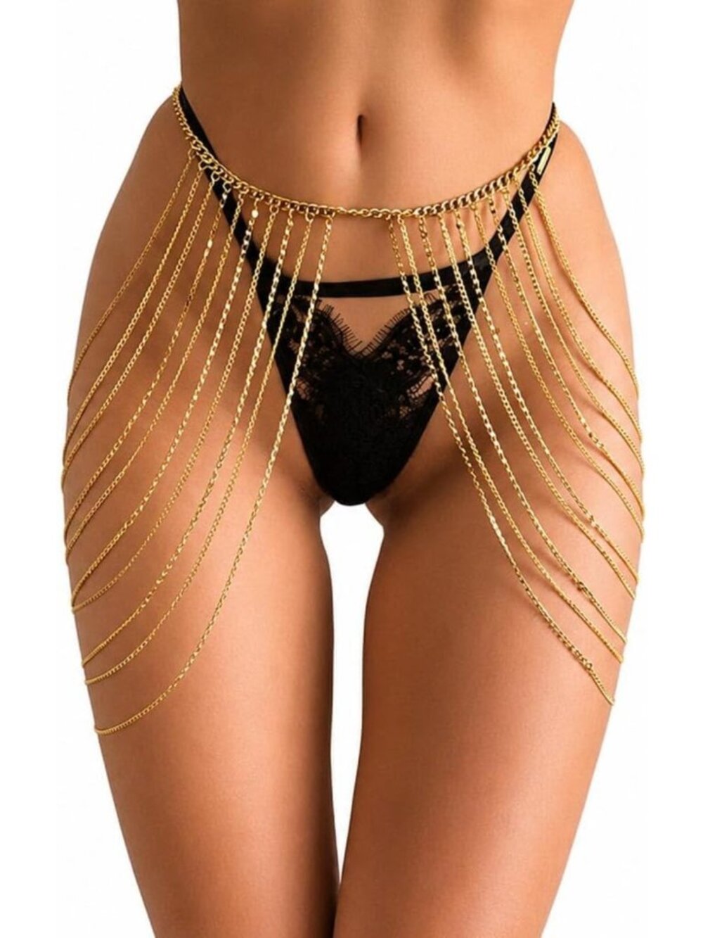 Rhinestone Layered Body Chain Waist Jewelry for Women - Stylish & Trendy